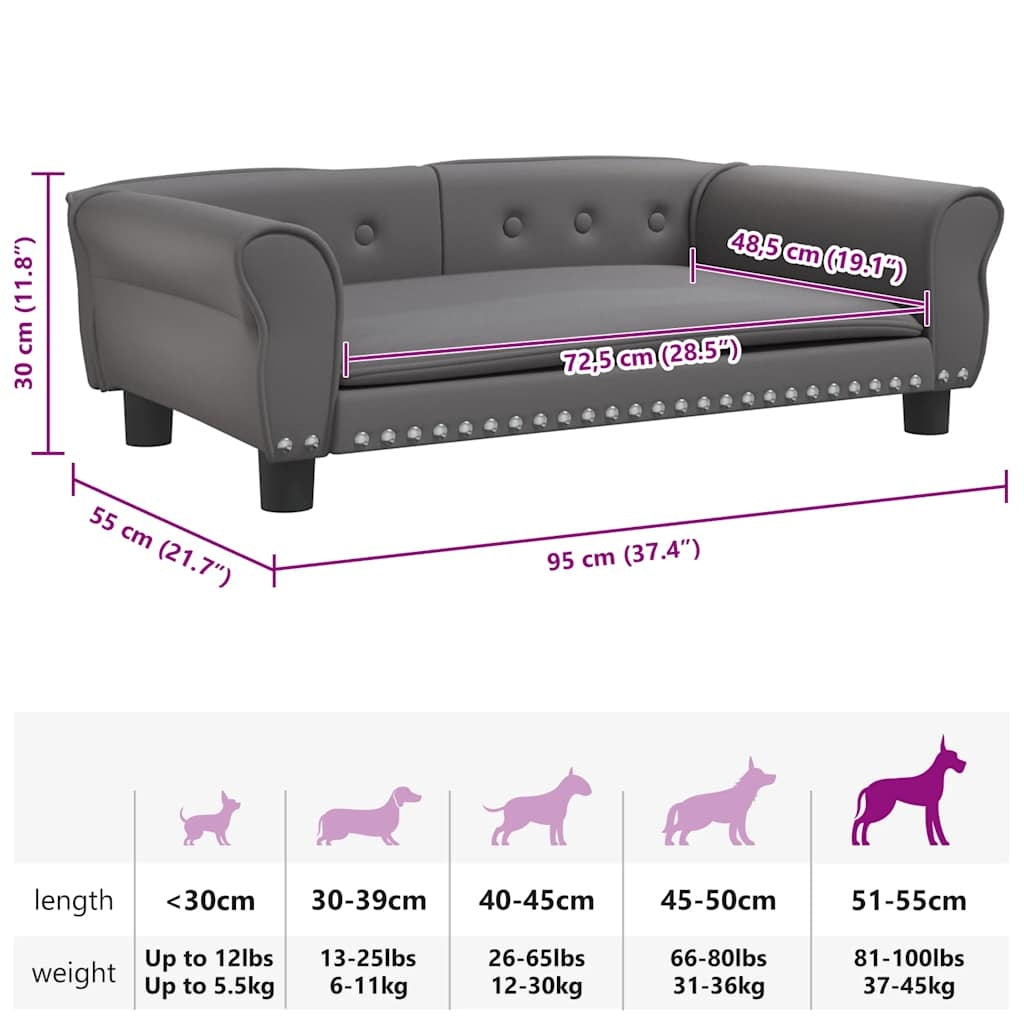 Hundebett Grau 95x55x30 cm Kunstleder