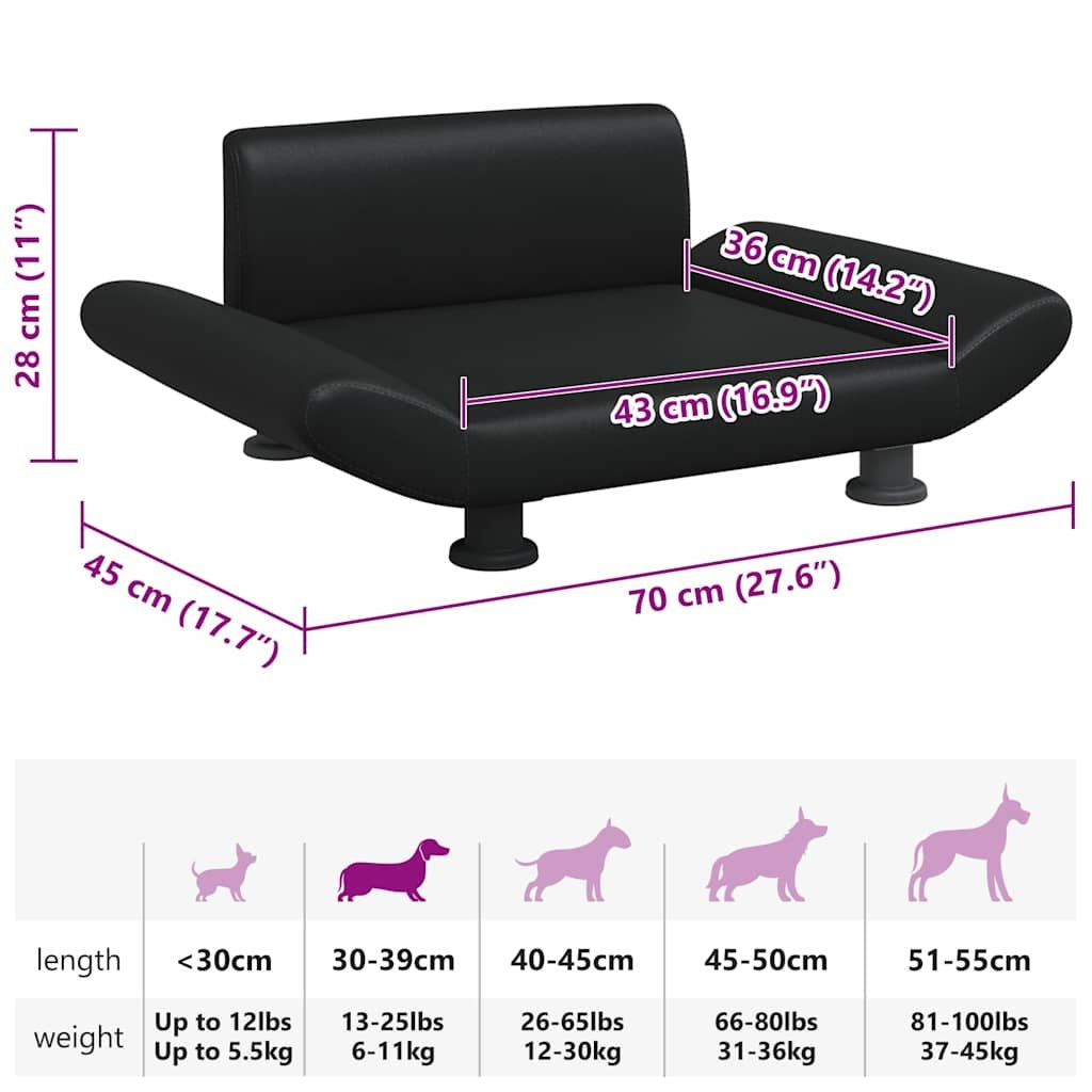 Hundebett Schwarz 70x45x28 cm Kunstleder