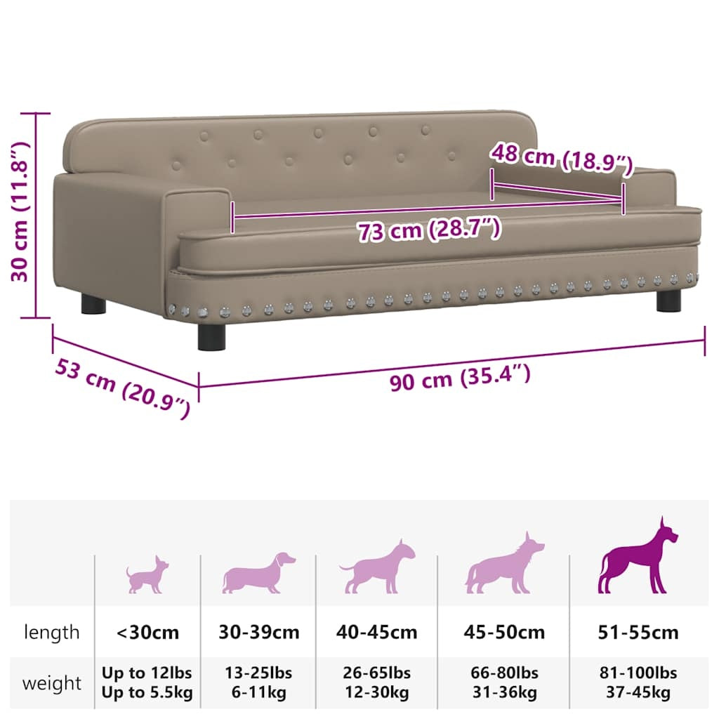 Hundebett Cappuccino Braun 90x53x30 cm Kunstleder
