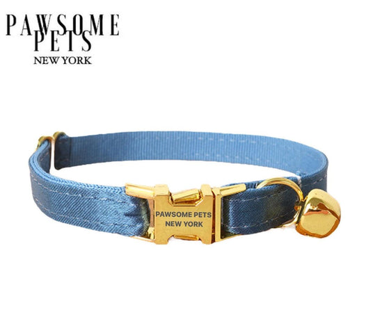 KLEINE GRÖSSE HUNDE- UND KATZENHALSBAND - SILBERBLAU