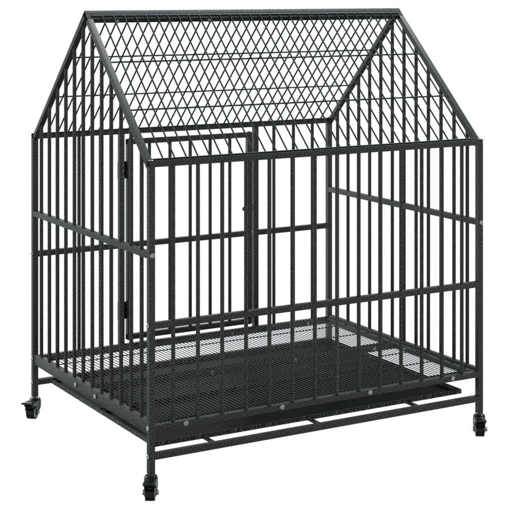 Hundehütte mit Rädern, schwarz verzinkter Stahl
