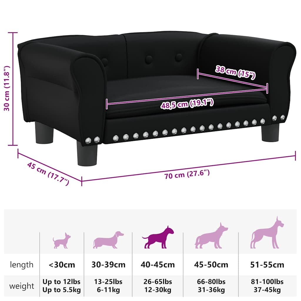 Hundebett Schwarz 70x45x30 cm Kunstleder