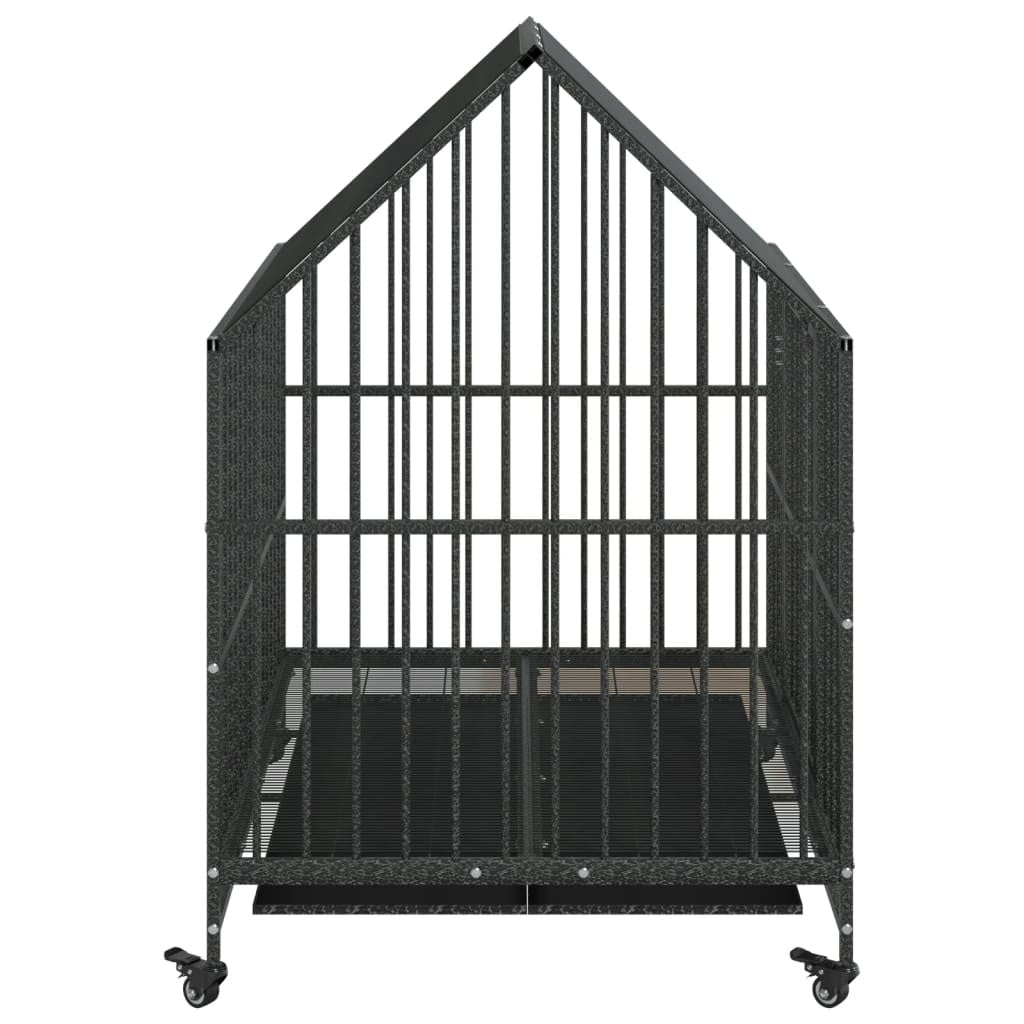 Hundehütte mit Rädern, schwarz verzinkter Stahl