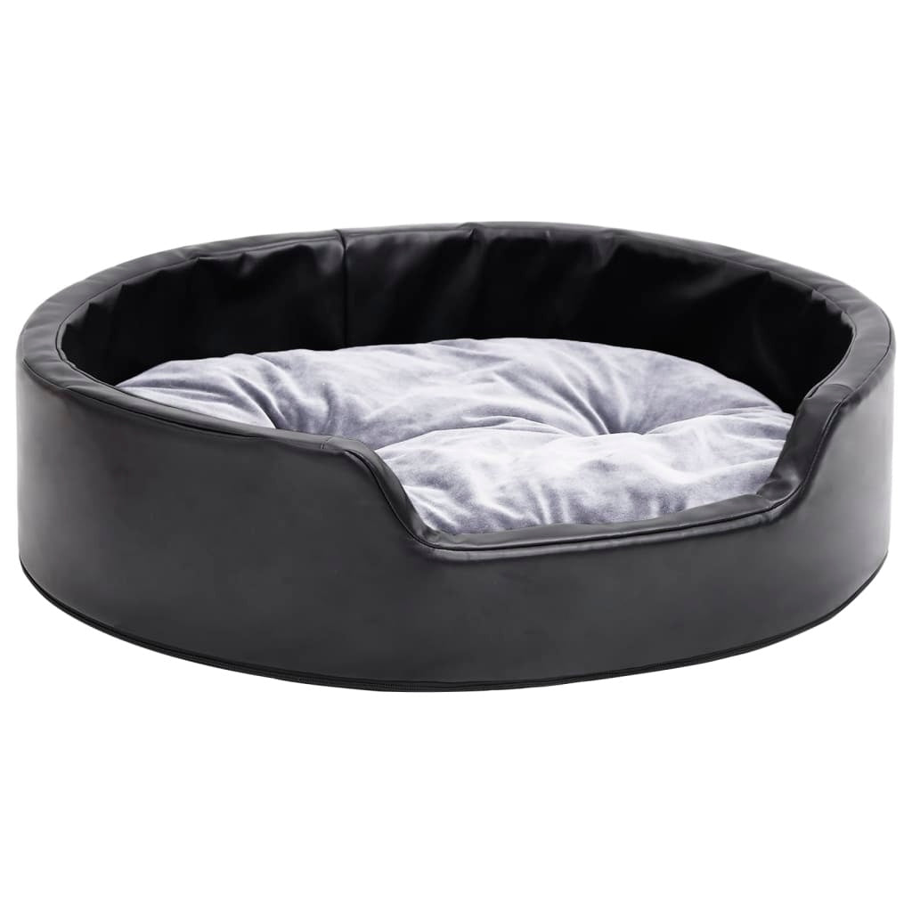 Hundebett Schwarz-Grau 69x59x19 cm Plüsch und Kunstleder