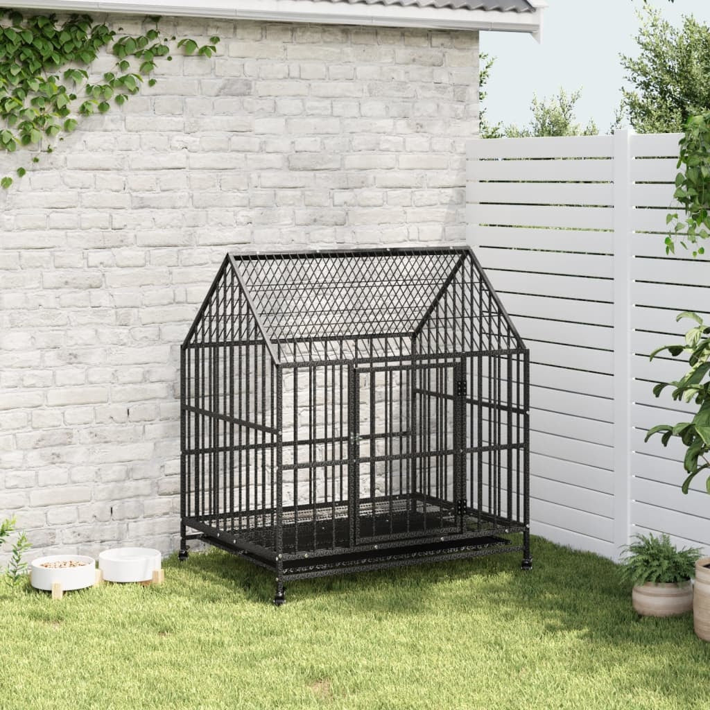 Hundehütte mit Rädern, schwarz verzinkter Stahl