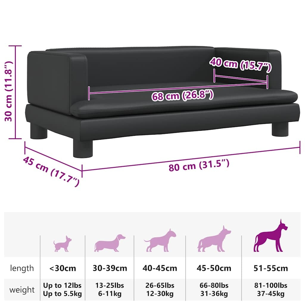 Hundebett Schwarz 80x45x30 cm Kunstleder